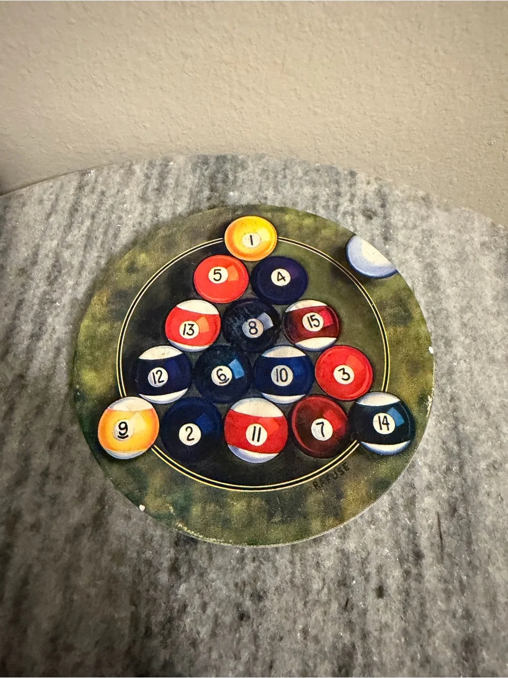 Round Billiard Pool Ball Coasters - Set of 2